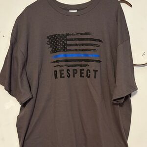 Delta Charcoal Graphic Tee with Blue Stripe